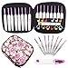 LFBEST 16 PCS Crochet Hooks Set with Case,Flower Pattern Ergonomic Handle Plastic Aluminum Crochet Hooks Needles for Arthritic Hands,Beginner Crochet Kit with Scissor,Ruler,Locking Stitch Markers
