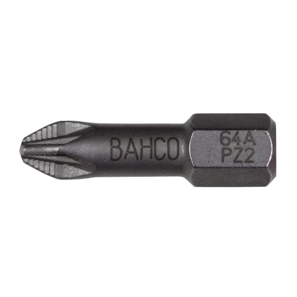 Bahco 64A/PZ2 Pz2 ACR Bit for Pozidriv Head Screws, Grey, 25 mm, 10-Piece