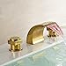 Rozin Gold Polished Waterfall Widespread Bathroom Basin Faucet with LED Light