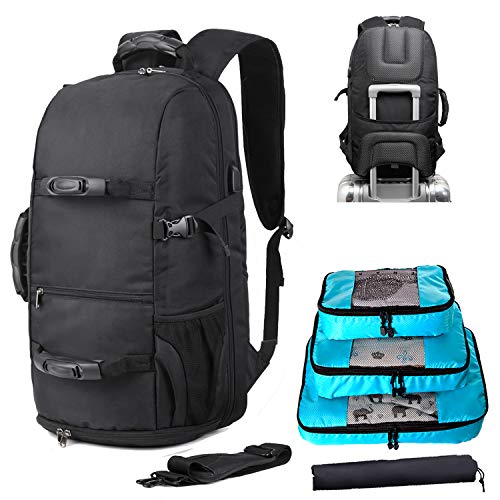 BTOOP Travel Backpack with Packing Cube Carry on Black bakcpack for 17.3 Inch Laptop USB Charging Port for Worldwide Travelers (Best Backpack For World Travel)