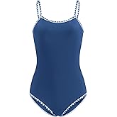 FtcoDcik Girl Swimsuit One Piece Bathing Suit for Girls Contrasting Colors Adjustable Straps Padded Swimwear 11-16y