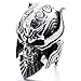INBLUE Men's Stainless Steel Ring Silver Tone Black Devil Skull Engraved Casted Size15