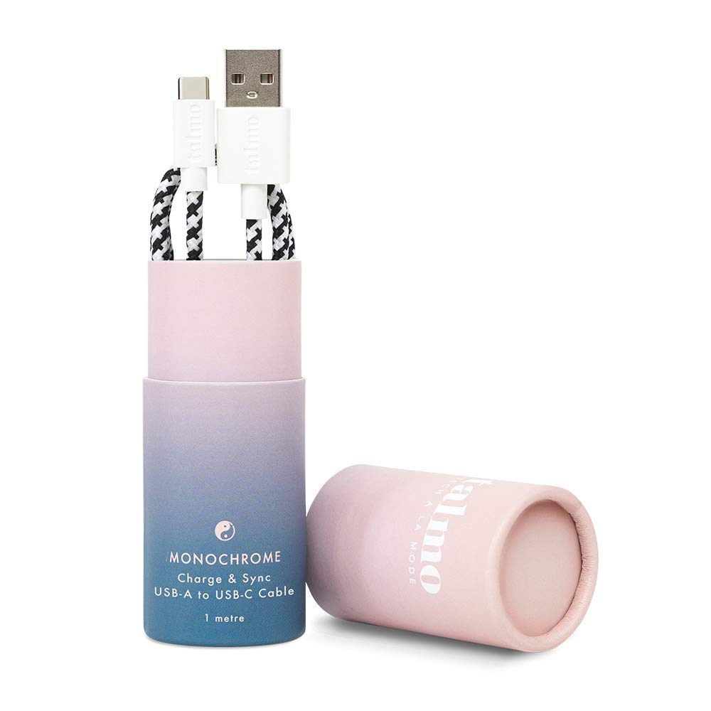 Talmo Charge and Sync 1m Cable USB-C to USB-A Phone Chargers (for Android) - Monochrome