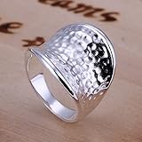Noble Jewelry 925 Silver Women Ring Wide Thumbs Dots Size 8