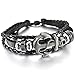 INBLUE Men,Women's Alloy Genuine Leather Bracelet Bangle Cuff Cord Black Anchor Nautical Surfer Wrap Adjustable