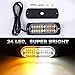 ASPL 4pcs 24-LED Surface Mount Grille Flashing Strobe Lights, Super Bright Mini LED Light-Head Emergency Hazard Warning lights for Construction Vehicle, SUV, Tow Truck Van (Amber/White)