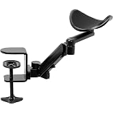 VIVO Clamp-on Adjustable Arm Rest, 360&deg; Rotation | Black, Universal Desk Cradle, Elbow Cushion Armrest, Above Table Extension Platform Arm Support w/ Steel Base, MOUNT-ARM01
