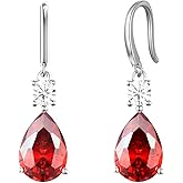 Teardrop Dangle Drop Earrings -925 Sterling Silver Birthstone Earring Jewelry Birthday Gifts for Women,Girlfriend,Wife,Mom - Graduation, Friendship,Birthday, Anniversary