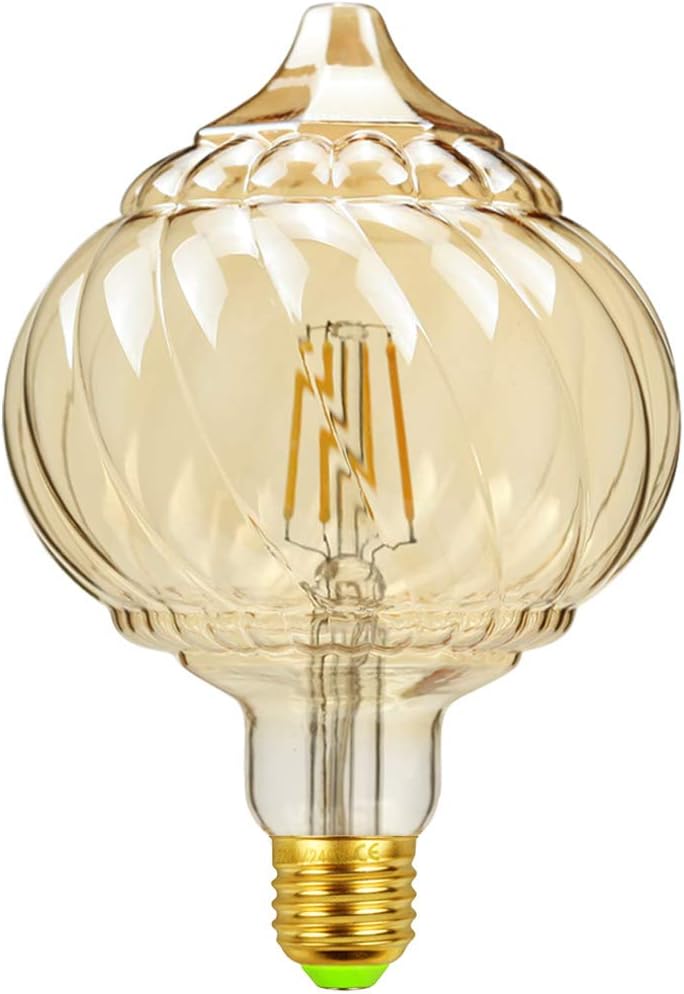 Tianfan LED Bulbs Vintage 4W Warm White 2500Kelvin Big Globe Crystal Led Bulb 220/240V Edison Screw E27 Base Specialty Decorative Light Bulb G125 (Lantern)
