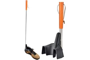 Shoe Horn – Stainless Steel Wood 9.5~31inch | Adjustable Shoe Assist Device | Shoes Helper | Extendable Long Handle Horn For 