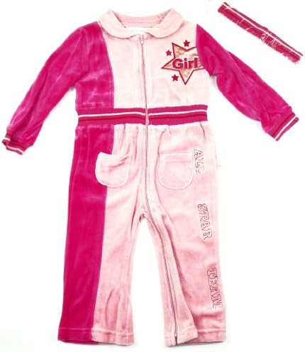 Infant Girls Rumble Tumble Pink Velour Coverall (12m)