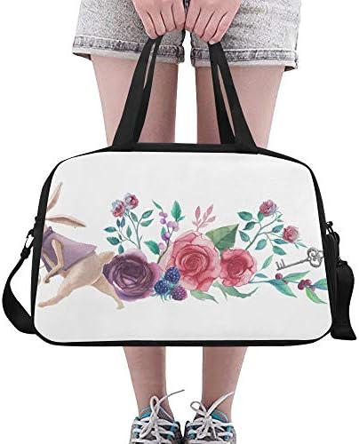 Elegant Bunny Small Rabbit Large Yoga Gym Totes Fitness Handbags Travel DFel Bags Shoulder Strap Shoe Pouch For Exercise Sport Luggage For Girl Men Womens Outdoor