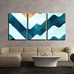 Vector Water Seamless Pattern with Grunge Effect x3 Panels