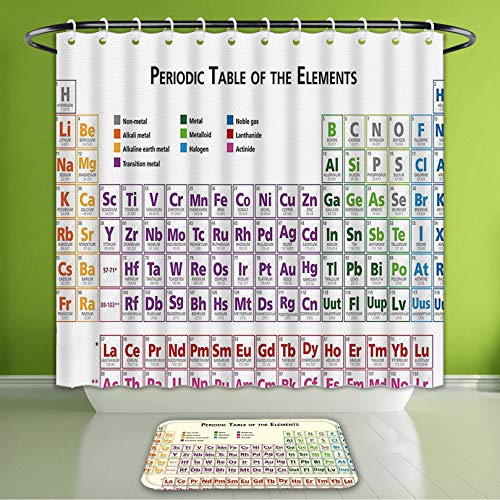 Waterproof Shower Curtain And Bath Rug Set Science Chemistry