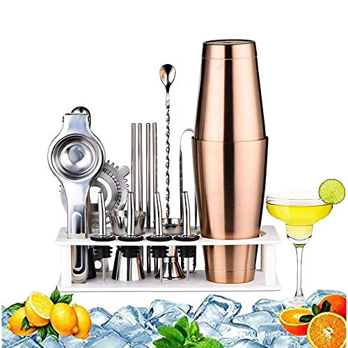 LKNJLL Edelstahl Boston Cocktail Shaker Bar Set Werkzeuge mit 700 ml / 500 ml Shaker Tins, Doppelmess Jigger, Rührlöffel…