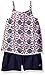 Nautica Girls' One Piece Printed Romper with Challis Top and Jersey Knit Short, Navy, 24 Months