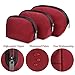 Makeup Bag,ZMSnow Cosmetic Bag Set of 3 Toiletry Make Up Bag Pouch(Winered)