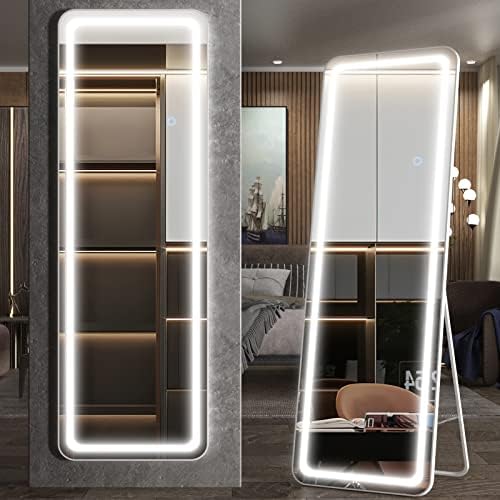 BARMI 63"x20" Full Length Mirror with Lights,LED Free Standing Floor