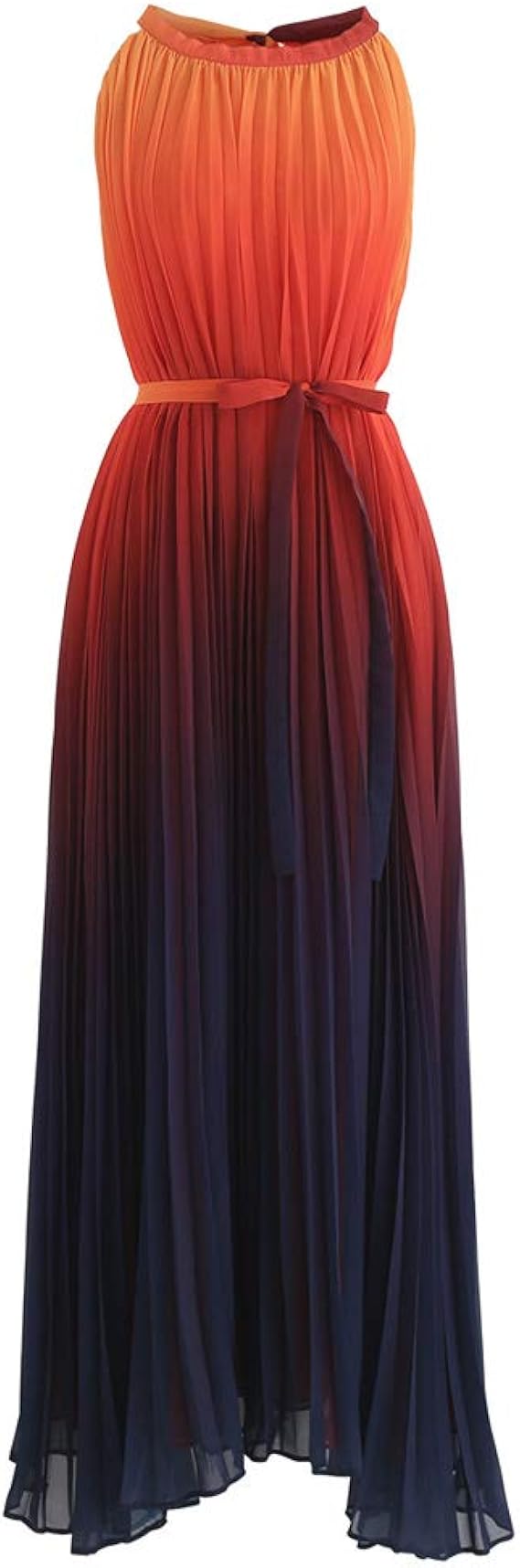sunset gradient pleated maxi dress