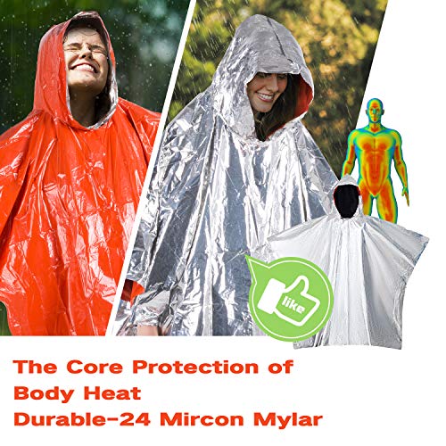 Emergency Survival Rain Poncho Blankets, Waterproof Retain 90 Heat for Survival Pricepulse