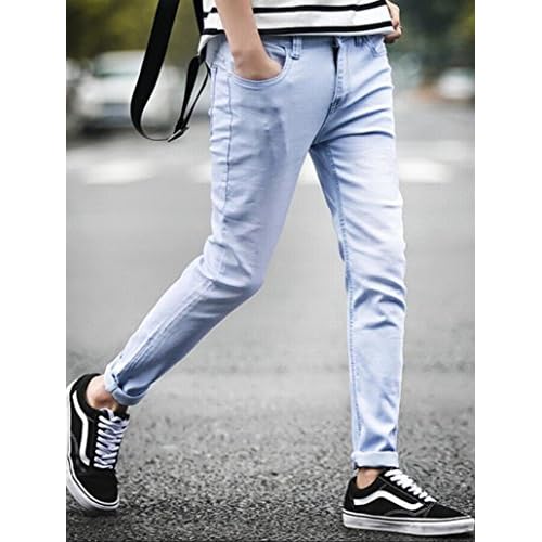 Yuny Mens Fashion Autumn Light Blue Jeans Slim Sky Blue 27 Best Cloonlooschool Ie
