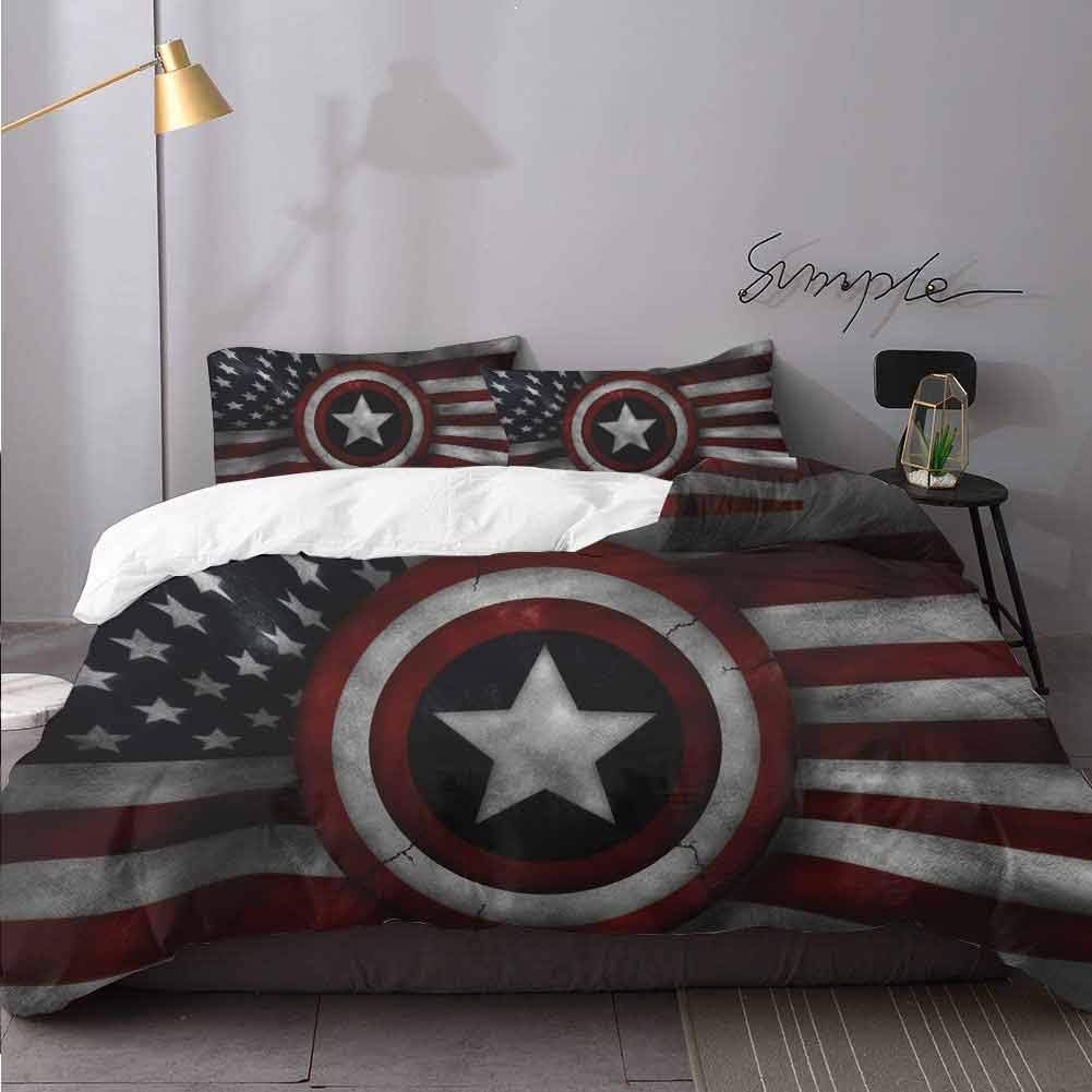 Captain America Us Flag 3 Piece Duvet Cover Set