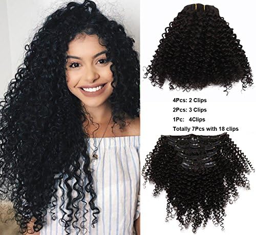 VGTE Beauty Brazilian Afro Kinky Curly Clip Ins Human Virgin Hair Natural Black Color African American Clip In Hair Extensions 100Gram 7Pcs/Set(16")