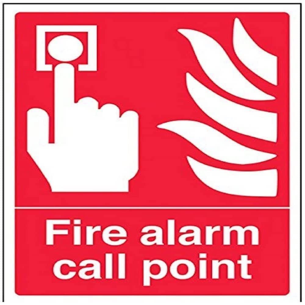 V Safety 13001AN-S Fire Alarm Call Point Sign - Portrait - 150mm x 200mm - Self Adhesive Vinyl, Red