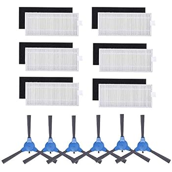 BBT BAMBOOST Replacement Parts Filters Side Brushes for RoboVac 11S & RoboVac 30 & RoboVac 30C & RoboVac 15C & RoboVac 12 & RoboVac 35C Vacuums Accessories- 6 Set Filters and 6 Side Brushes