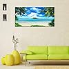 S72750 Canvas Wall Art Ocean Waves Coconut Trees on Sands Beach Seascape Scenery Painting Nature Picture for Bedroom…