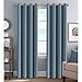 H.VERSAILTEX Elegant Grommet Blackout Thermal Insualted Solid Curtains/Drapes,Window Treatment Panels (Set of 2, Stone Blue, 52