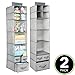 mDesign Fabric Hanging Organizer - Closet Rod Storage - 7 Shelves/3 Drawers for Baby Nursery Bedroom Organization - Hold Clothes, Linens, Toys, Accessories - Lido Collection - 2 Pack - Gray