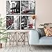 City Wall Art for Living Room Black and White Paris New York Wall Decor Bedroom London Italy Pictures Canvas Modern Famous Cityscape Red Posters Artworks Office Bathroom Home Decorations 16×16