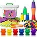 Itelya Rainbow Counting/Sorting Bears with Matching Cups and Original Printed Activity Cards | Giftable Package Large Tweezer | Color Sorting Toys for Toddlers | Montessori Counting Toys