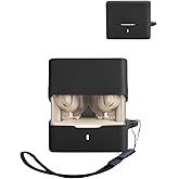 Case for Moondrop Space Travel 2 Active Noise Cancelling Earbuds,UYRUREL Premium Silicone Shockproof Protection Skin Touch Charging Port Accessible, Front LED Visible with Lanyard,Black.