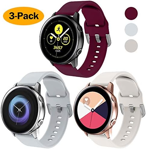 XIMU Compatible with Samsung Galaxy Watch Active 40mm Strap/Galaxy Watch Active 2 40mm Strap/Active 2 44mm Strap/Galaxy Watch 42mm Strap, Soft Silicone Sport Straps for Women Men