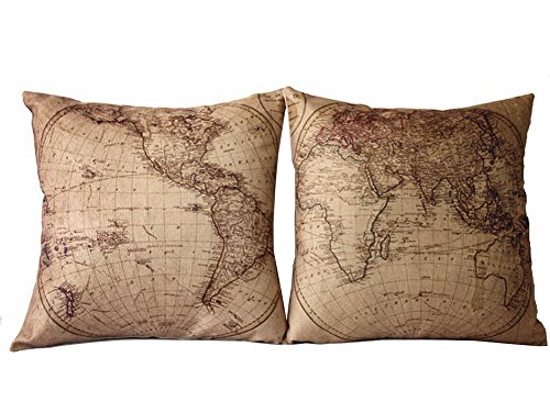 Crazy Cart World Map Creative Combination pillow Cover Cotton Linen Home Decorative Pillowcase Cushion Cover 18*18 Pack of 2 Crazy Cart World Map Creative Combination pillow Cover Cotton Linen Home Decorative Pillowcase Cushion Cover 18"*18" Pack of 2