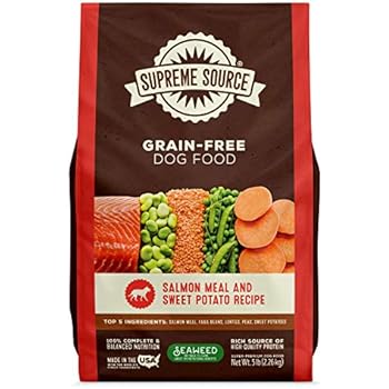 Supreme Source Premium Dry Dog Food Grain Free, USDA Organic Seaweed, Protein, Salmon and Sweet Potato Recipe for All Life Stages. Made in The USA. (5lb)