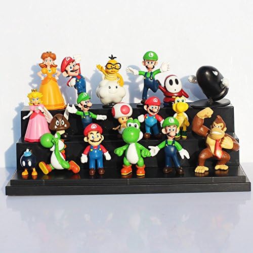 SAMANIS 18pcs/Set 3.5-6CM Super Mario Bros Yoshi Dinosaur Peach Toad Goomba PVC Action Figures Toy