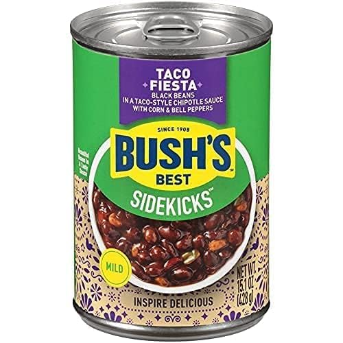 Bush's Best Taco Fiesta Black Beans, Source of Plant Based Protein and