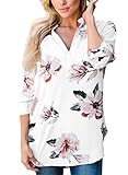 Dokotoo Womens 3 4 Cuffed Sleeve V Neck Floral Print Chiffon Blouse Tops (4 Colors)