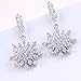 YAZILIND Dazzling Rhodium Plated Clear Cut Flawless Cubic Zirconia Snowflake Dangle Claw Earrings