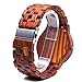 BEWELL W086B Mens Wood Watch Quartz Analog Luminous Hands Lightweight Wood Wrist Watch (Zebra Wood)