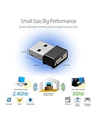 ASUS USB AC53 AC1200 Nano USB Dual Band Wireless Adapter, MU Mimo, Compatible con Windows XP Vista 7 8 1 10