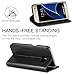 SHIELDON Leather Credit Card Compartments Magnetic Closure Flip Book Stand Wallet Case for Samsung Galaxy S7, Black
