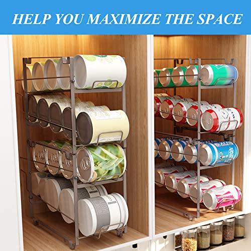 Wisdom Star 2 Pack Soda Can Organizer Rack for Pantry, Stackable Beverage Soda Can Storage Dispenser Holder for Refrigerator, Cabinet Bronze