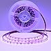 SOLMORE UV LED Blacklight Strip Light Fixture 16.4Ft/5M 2835SMD,Flexible Waterproof Purple UV LED Light Strip with 48W DC12V 5A Power Supply for Fishing Check Sterilization Halloween Light Party