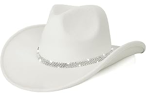 WQWOVRVO Cowboy Hat,Cowgirl Hat,Cowboy Hats for Women Men Western Cowgirl Hats White/Black