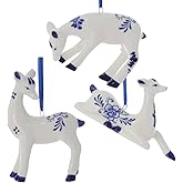 Porcelain Deer Ornaments, 3 Assorted