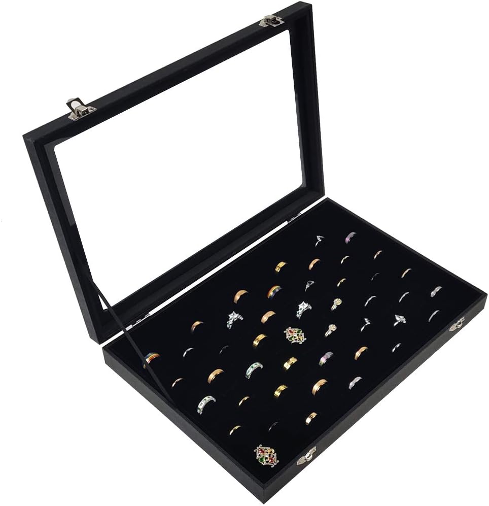Gisk 100 Slots Ring Storage Organizer Case Jewelry Tray Display Case Ring Holder